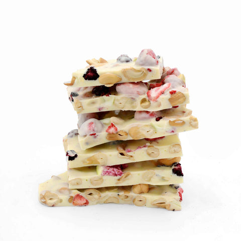 Weiße Bruchschokolade Cashews & gefriergetrocknete Früchte
