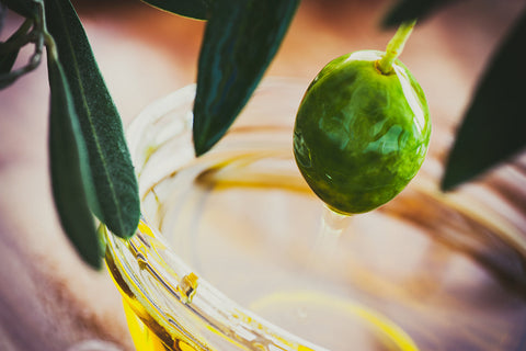 Grüne Olive voll mit Olivenöl