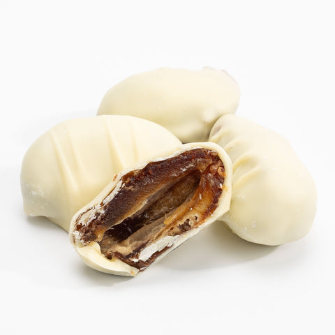 Medjool Datteln in weißer Schokolade - Burghardt Delicious